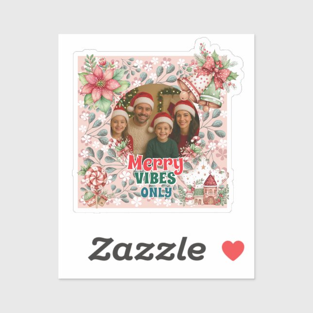 Sticker Merry Vibes Only – Funny Christmas Card  (Feuille)