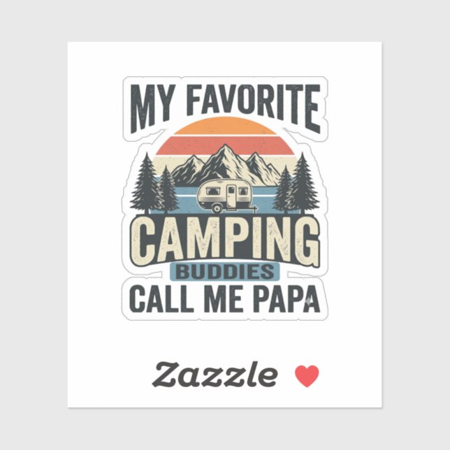 Sticker Mes copains de camping préférés m'appellent Papa S (Feuille)