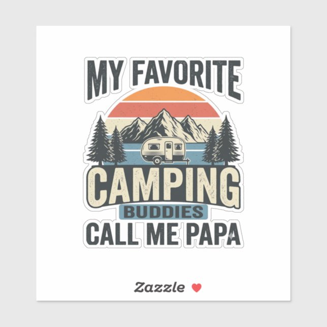 Sticker Mes copains de camping préférés m'appellent Papa S (Feuille)