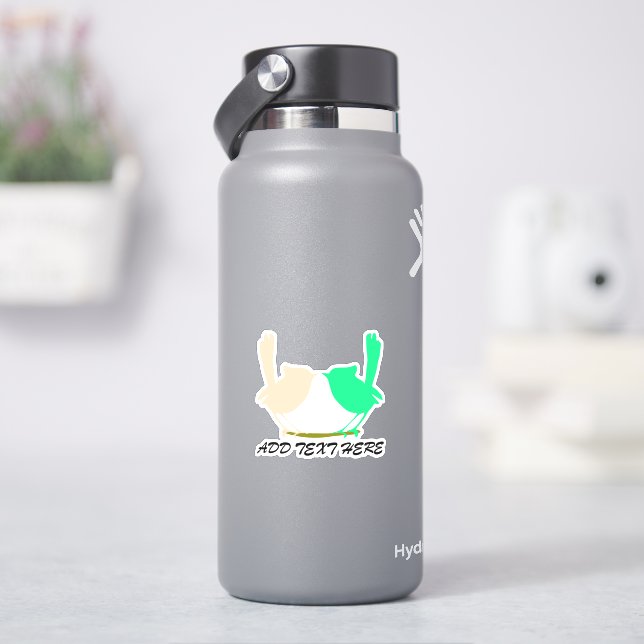 Sticker Message DIY , oiseaux roses et verts s'embrassant  (HydroFlask)