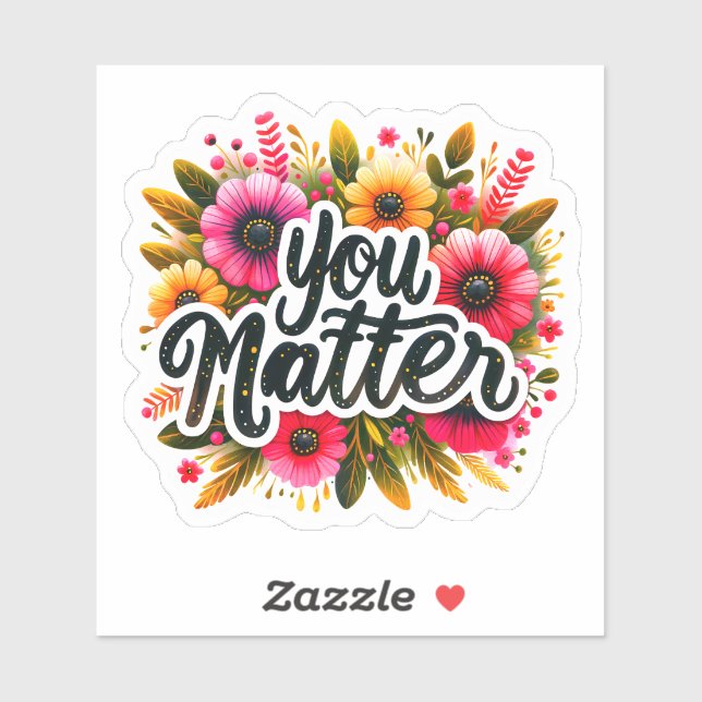Sticker Message Joyeux Avec Florales Colorées (Feuille)