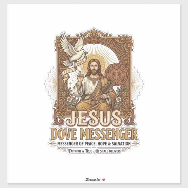 Sticker Messager Jésus Colombe Messager Jésus Colombe Chré (Feuille)