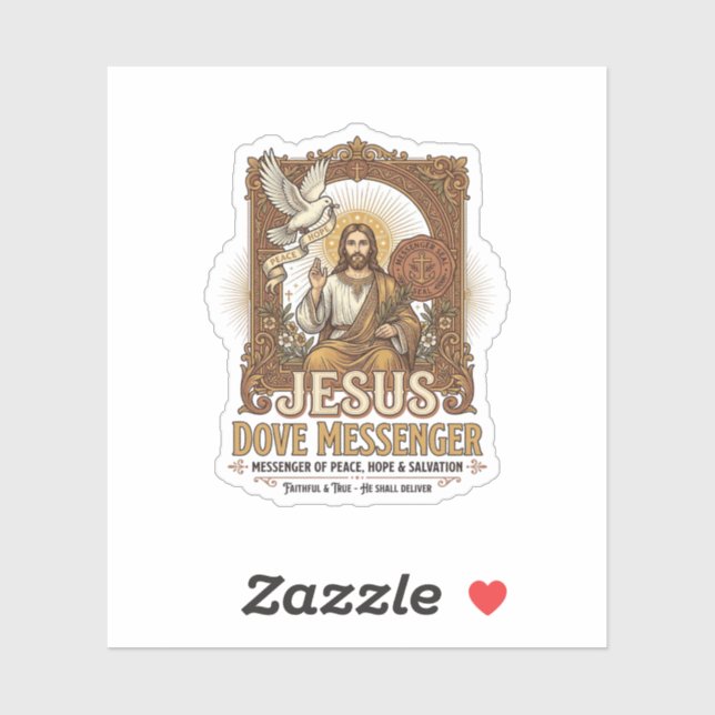 Sticker Messager Jésus Colombe Messager Jésus Colombe Chré (Feuille)