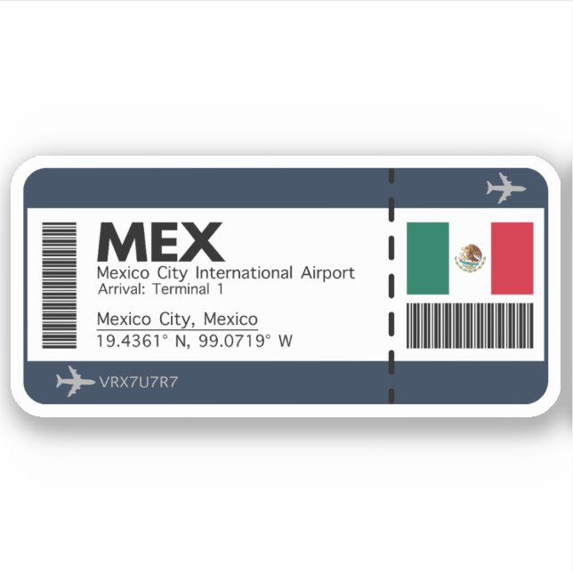 Sticker MEX Mexico City Boarding Pass - billet d'aéroport (Devant)