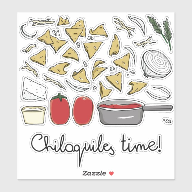 Sticker Mexican food : Chilaquiles Rouges (fried (Feuille)