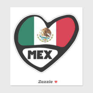 Sticker Mexique Code Pays Coeur Drapeau, MEX