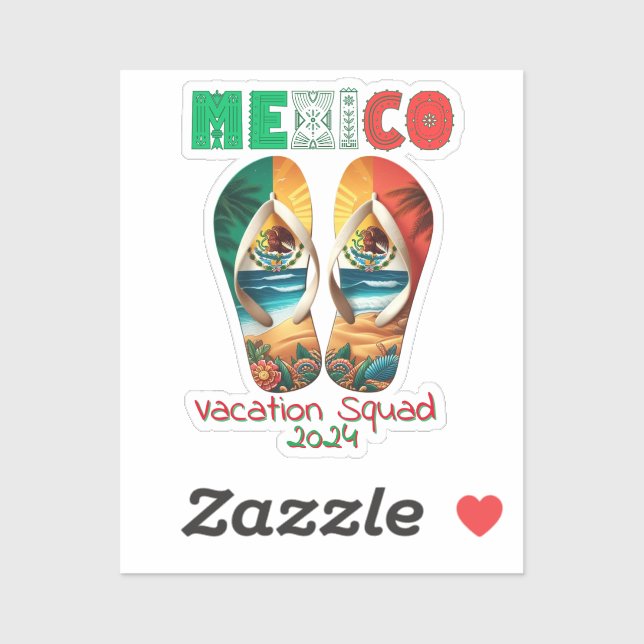 Sticker Mexique Flip Flop Vacances Tropical Getaway Design (Feuille)