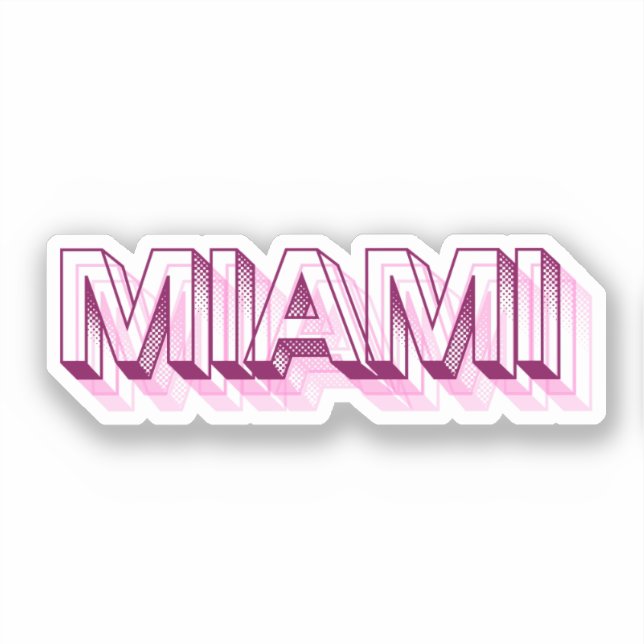 Sticker Miami Beach, Floride | Lettre de Bulle Rose (Recto)