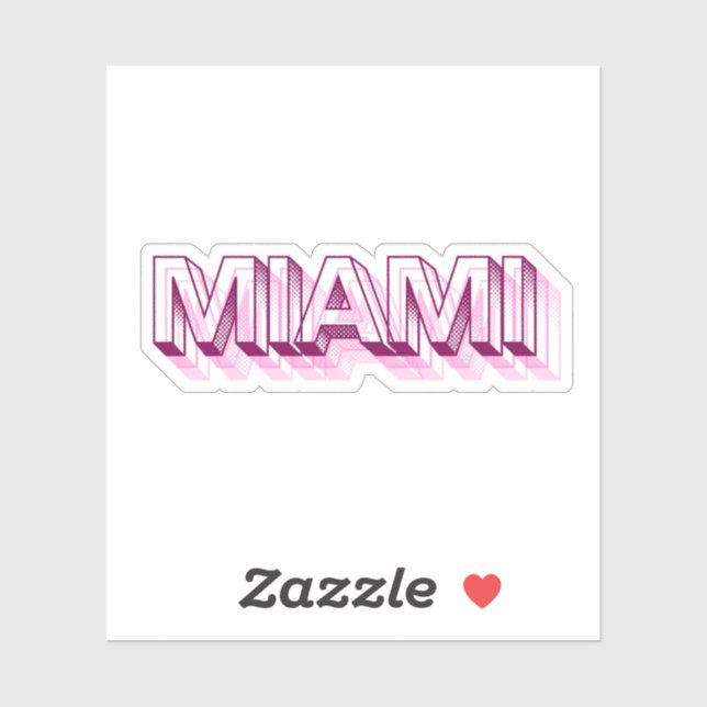 Sticker Miami Beach, Floride | Lettre de bulle rose (Feuille)