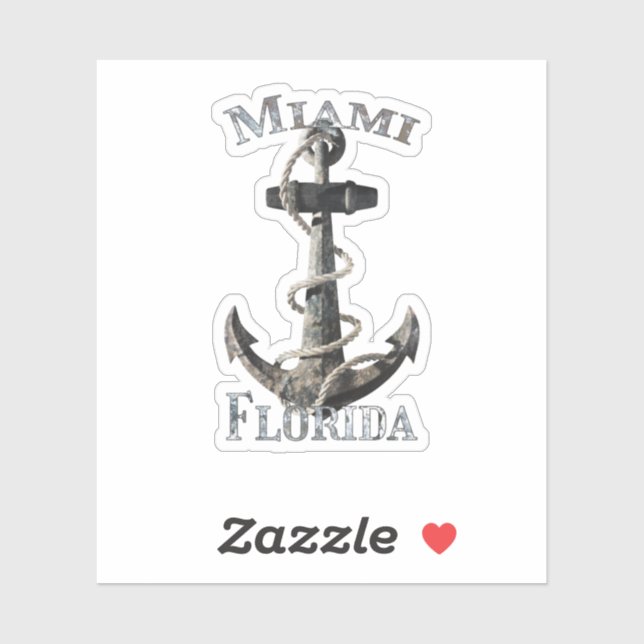 Sticker Miami Florida Vacation Ancre nautique (Feuille)