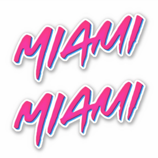 Sticker Miami Neon Couleurs Nouveau Style Rétro Minimalism (Devant)