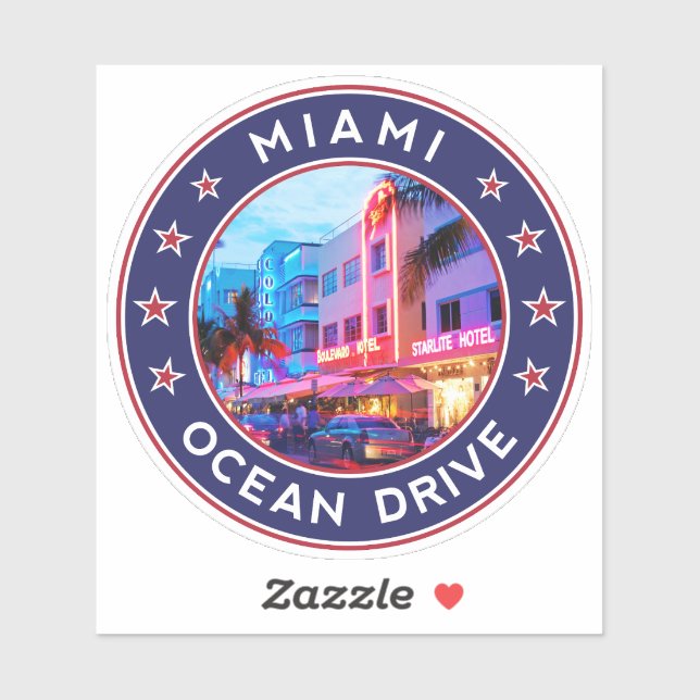 Sticker Miami Ocean Drive (Feuille)