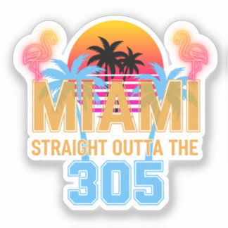 Sticker Miami tout droit sorti du 305 Vintage Sunset Neon