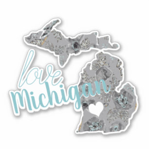 Sticker Michigan Grey Watercolor Poppies État