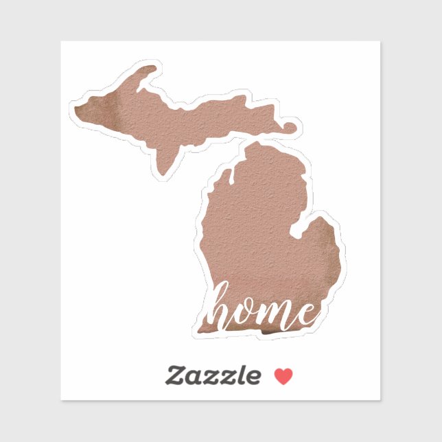 Sticker Michigan Home Script Typographie Copper State (Feuille)