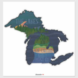 Sticker Michigan Les Lacs Appelent Beaux