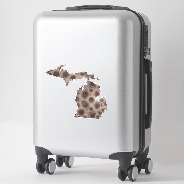 Sticker Michigan Petoskey Stone, mitaine des Grands Lacs (Sur valise)