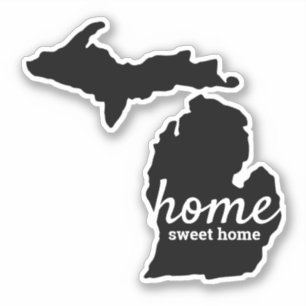 Sticker Michigan Solid Black Silhouette Home Sweet Home