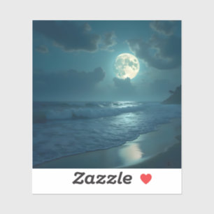 Sticker Midnight Shore – Carré Vinyle Paysage Marin Clair 