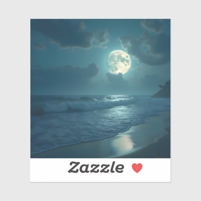 Sticker Midnight Shore – Carré Vinyle Paysage Marin Clair  (Feuille)