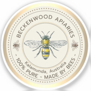 Sticker Miel Abeille Jaune Abeille Bordure Apiary Or