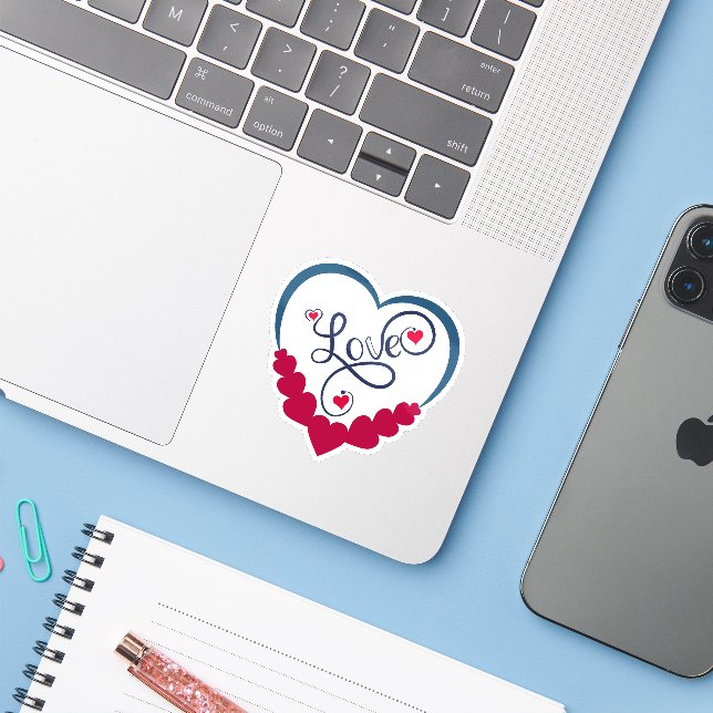 Sticker Mignon Amour Drôle  (Ordinateur portable avec iPhone)