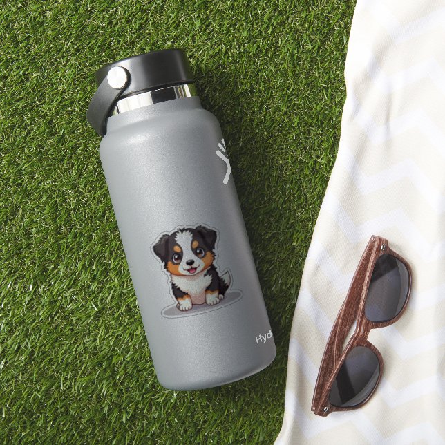 Sticker Mignon chiot berger australien – Pose assise (HydroFlask Insitu)