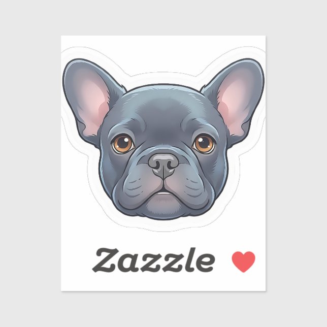 Sticker Mignon design de visage de chiot Bouledogue França (Feuille)