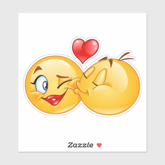 Sticker mignon émoji amour coeur baiser (Feuille)
