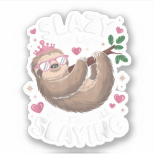 Sticker Mignon fille préadolescente drôle animal paresseux