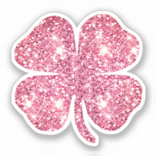 Sticker Mignon Glam Féminin Rose Paillettes Trèfle Chanceu
