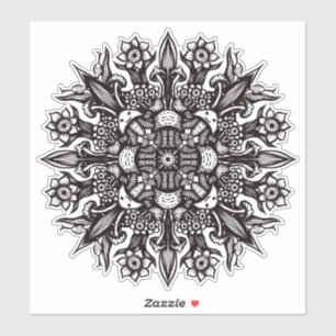 Sticker Mignon Goth Trippy noir et blanc Psychedélique