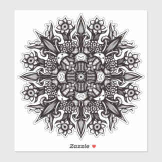 Sticker Mignon Goth Trippy noir et blanc Psychedélique