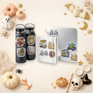 Sticker Mignon Halloween de nourriture Chibi coloré