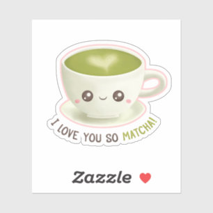 Sticker Mignon Je T'aime Tellement Puns Latte Matcha