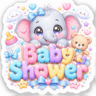 Sticker Mignon Kawaii Éléphant Rose Pastel pour Baby Showe