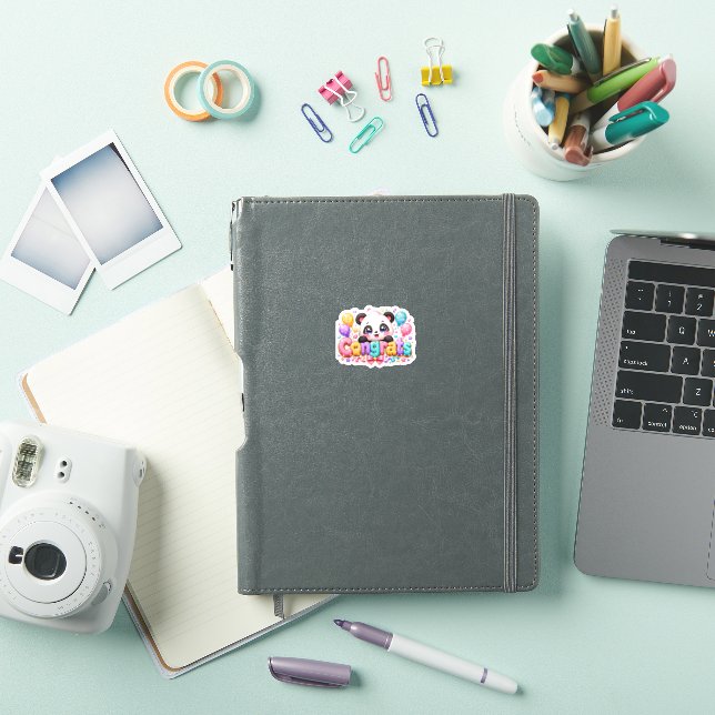 Sticker Mignon Kawaii Félicitations Panda Nom Pastel Rose  (Couverture iPad)