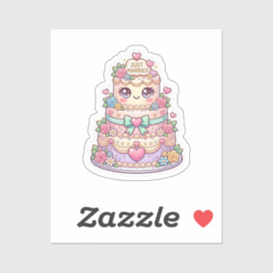 Sticker Mignon Kawaii Mariage gâteau de mariage Flora past