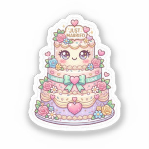 Sticker Mignon Kawaii Mariage gâteau de mariage Flora past