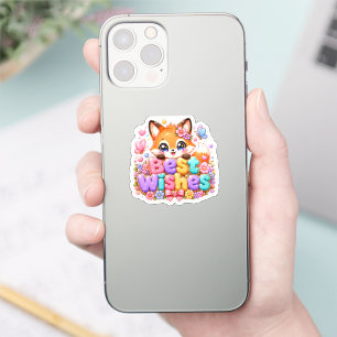 Sticker Mignon Kawaii Meilleurs Vœux Renard Nom Pastel Ros