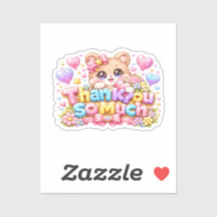 Sticker Mignon Kawaii Merci Beaucoup Ours en Peluche Paste