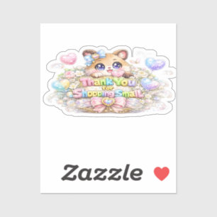 Sticker Mignon Kawaii Merci pour votre achat Petit Chat Au