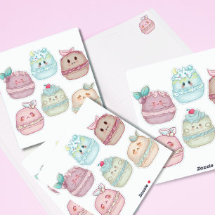 Sticker mignon kawaii Pastel aquarelle Français Macarons