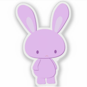 Sticker Mignon Kawaii Pastel Violet Lapin Minimaliste