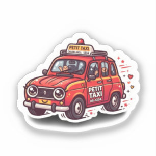Sticker Mignon Kawaii Taxi Rouge Marocain Petit City Trave
