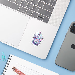 Sticker Mignon Kawaii Triste Boba Milk Tea Pleurant avec H