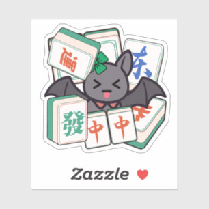Sticker Mignon Mahjong Chauve-Souris Gamer Kawaii