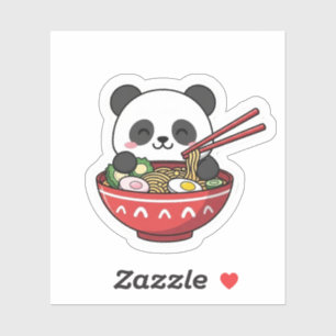Sticker Mignon Panda Kawaii dans un bol de Ramen Nouilles