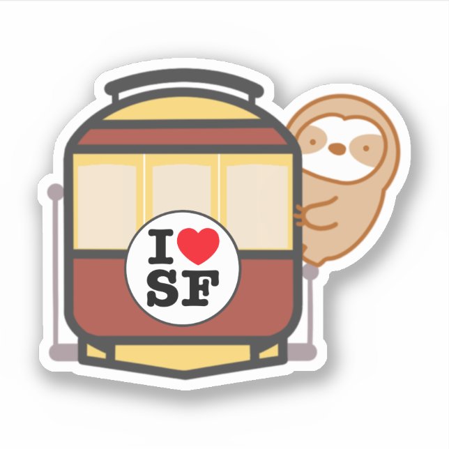Sticker Mignon paresseux du tramway de San Francisco (Devant)