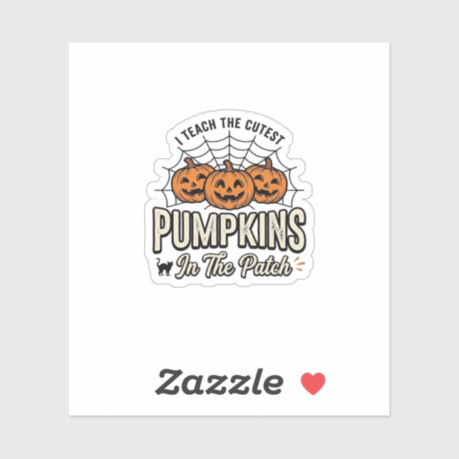 Sticker Mignon professeur de citrouille Design Halloween_1 (Feuille)